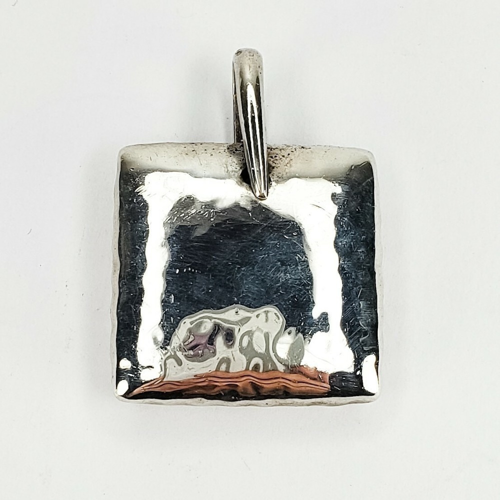 Silpada Pendant Sterling Silver 925 Hammered‎ Square Heavy Large Bail